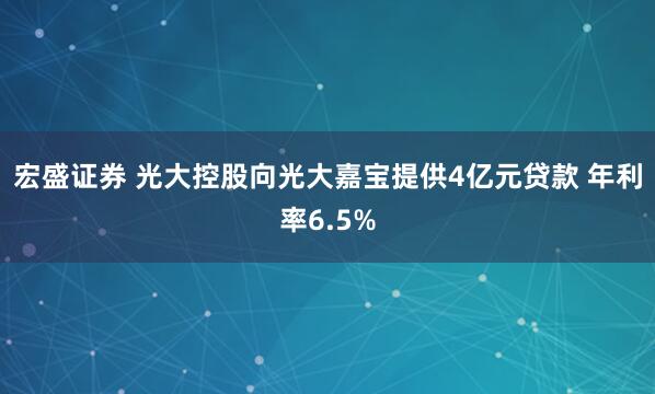 宏盛证券 光大控股向光大嘉宝提供4亿元贷款 年利率6.5%
